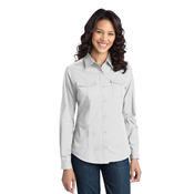 Ladies Stain Release Roll Sleeve Twill Shirt